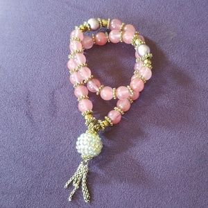 💐Mini Mala Elastic Bracelet in Strawberry Obsidian